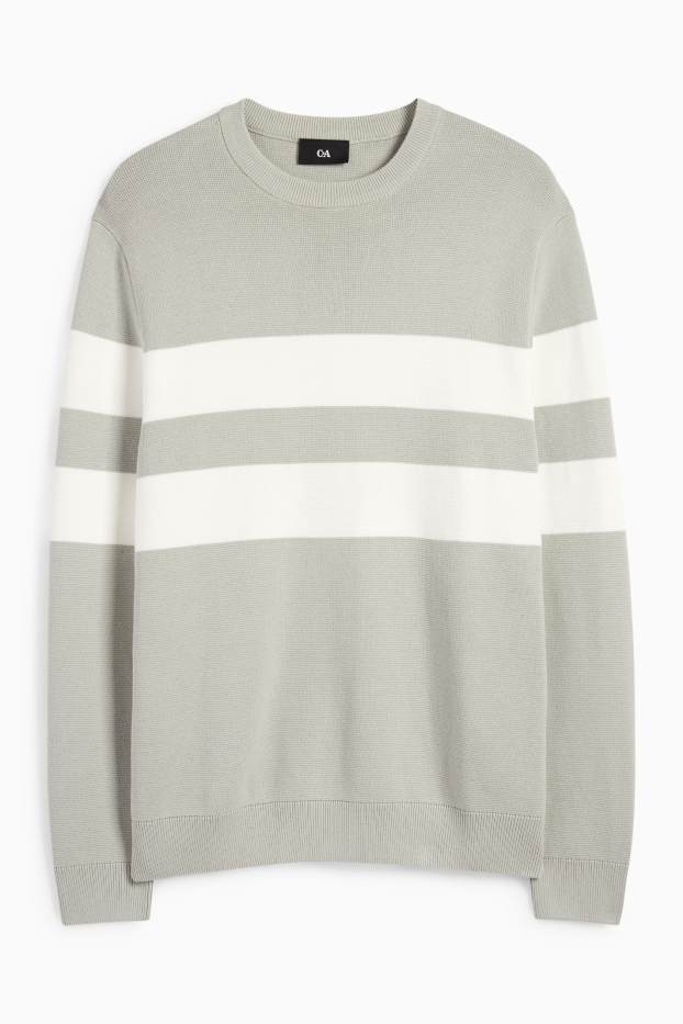 Herren - Pullover - gestreift - strukturiert - mintgrün