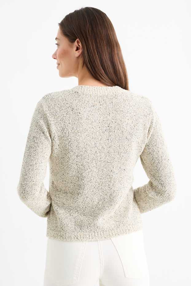 Femmes - Gilet de maille bouclée - blanc / noir