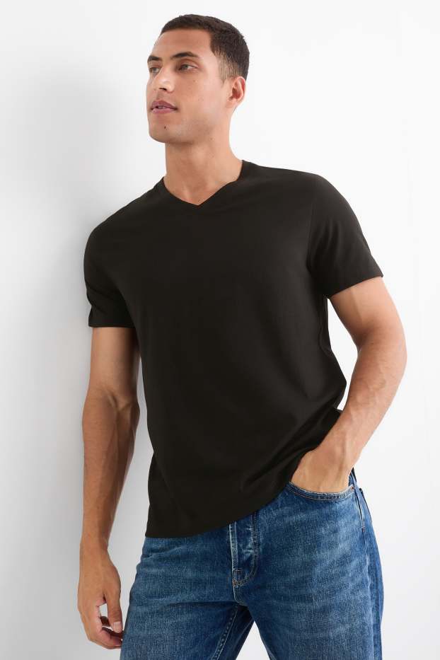 Mężczyźni - T-shirt - regular fit - czarny