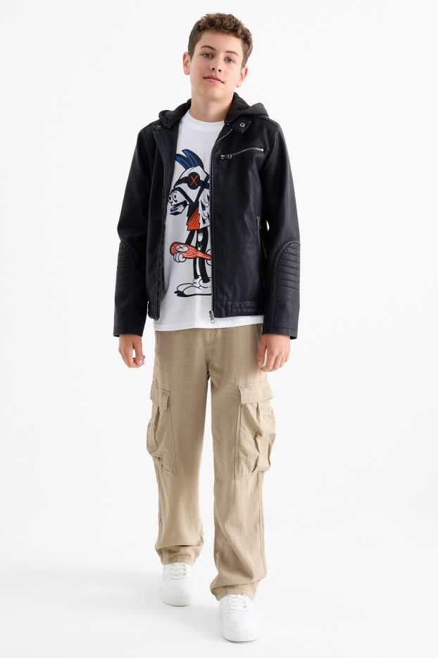 Kinder Jungen - Cargohose - Leinen-Mix - hellbeige