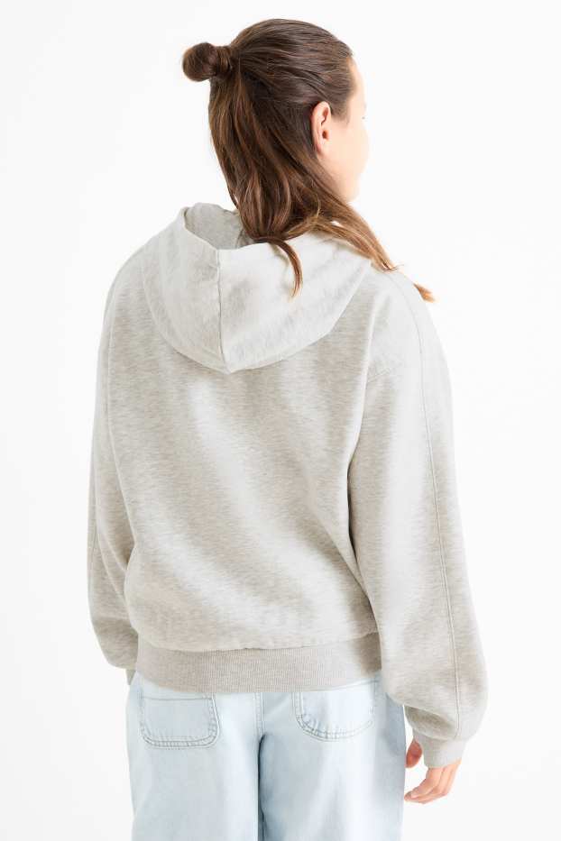 Enfants filles - Sweat zippé à capuche - gris clair chiné
