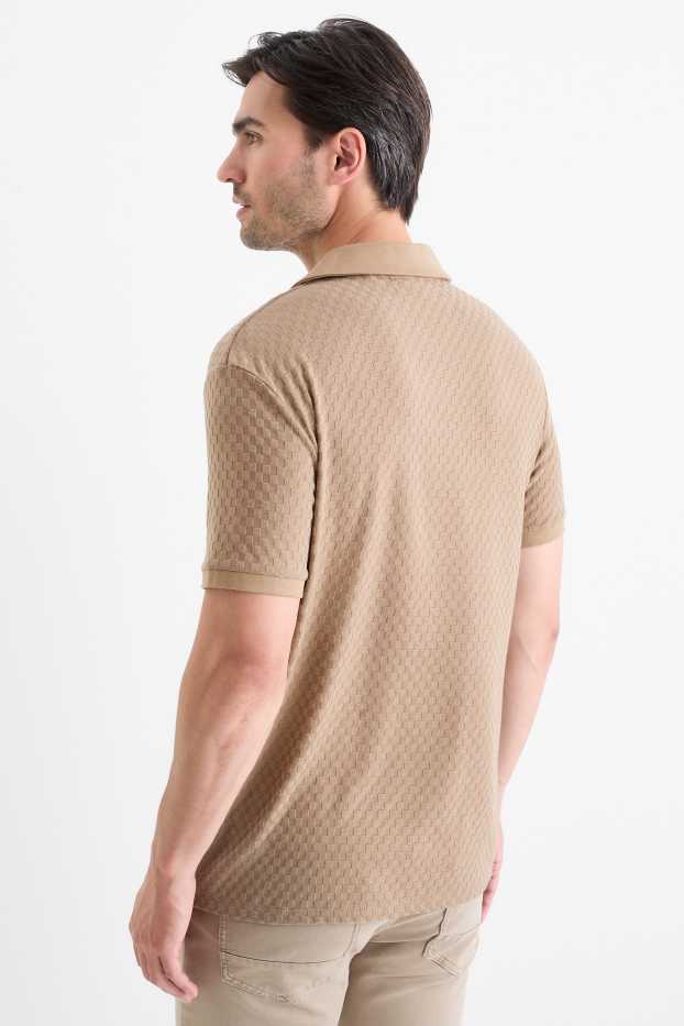 Heren - Poloshirt - regular fit - met structuur - taupe