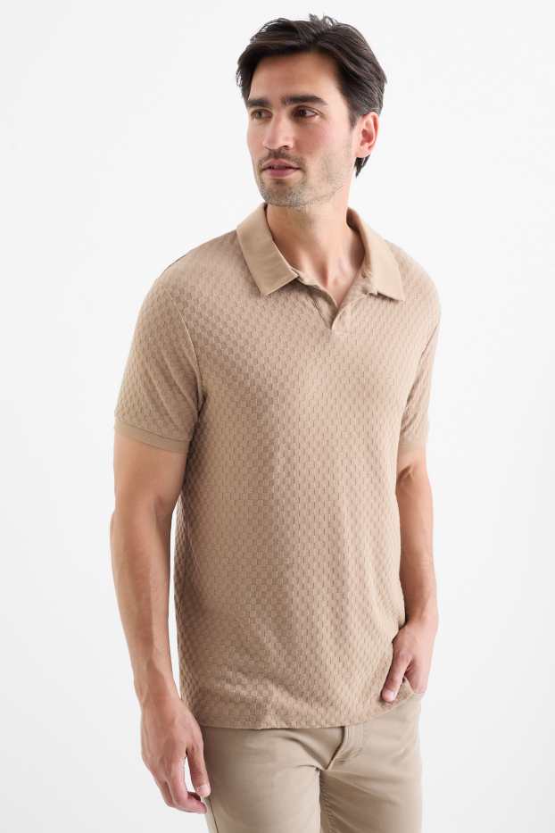 Bărbați - Tricou polo - regular fit - structurat - taupe