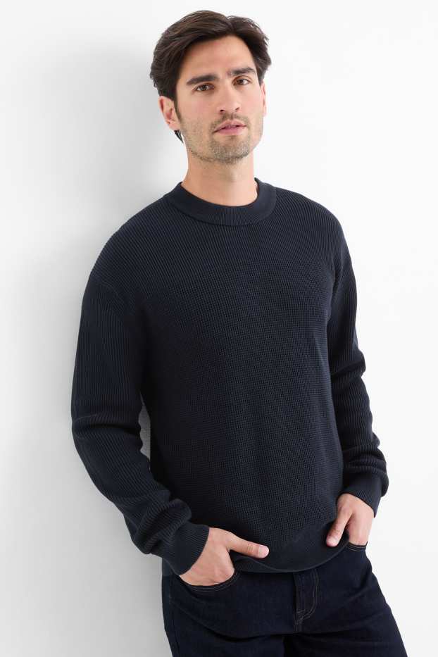 Herren - Pullover - strukturiert - dunkelblau