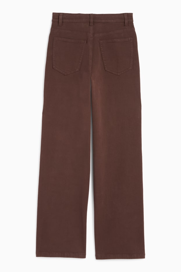 Dámské - Wide leg jeans - high waist - hnědá