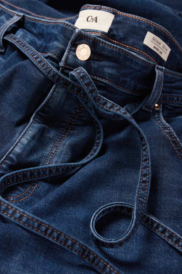 Women - Wide leg jeans - mid-rise waist - LYCRA® - denim-dark blue