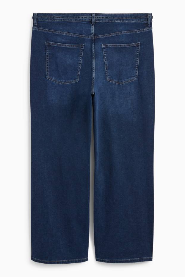 Women - Wide leg jeans - mid-rise waist - LYCRA® - denim-dark blue