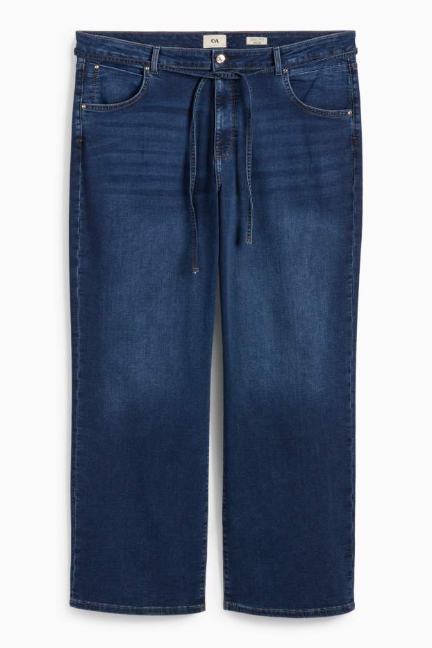 Women - Wide leg jeans - mid-rise waist - LYCRA® - denim-dark blue