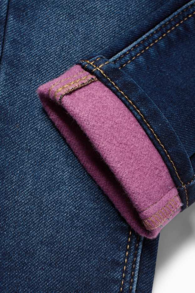 Kinder Mädchen - Blume - Skinny Jeans - Thermojeans - jeansblau