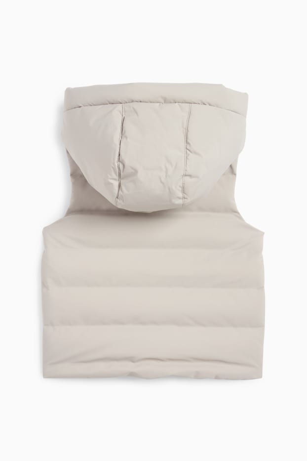 Kinderen: jongens - Bodywarmer met capuchon - waterafstotend - lichtgrijs