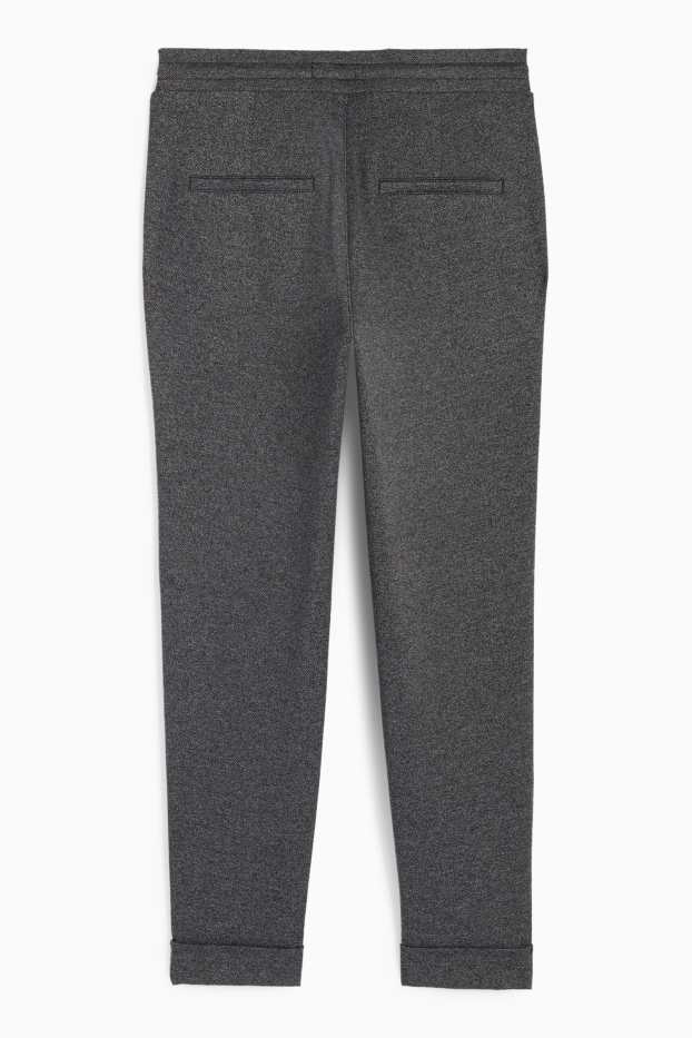 Damen - Jersey-Hose - Mid Waist - Tapered Fit - strukturiert - dunkelgrau
