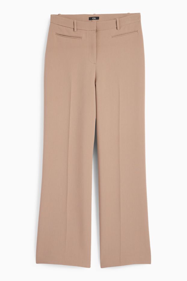 Damen - Business-Hose - Mid Waist - Wide Leg - beige