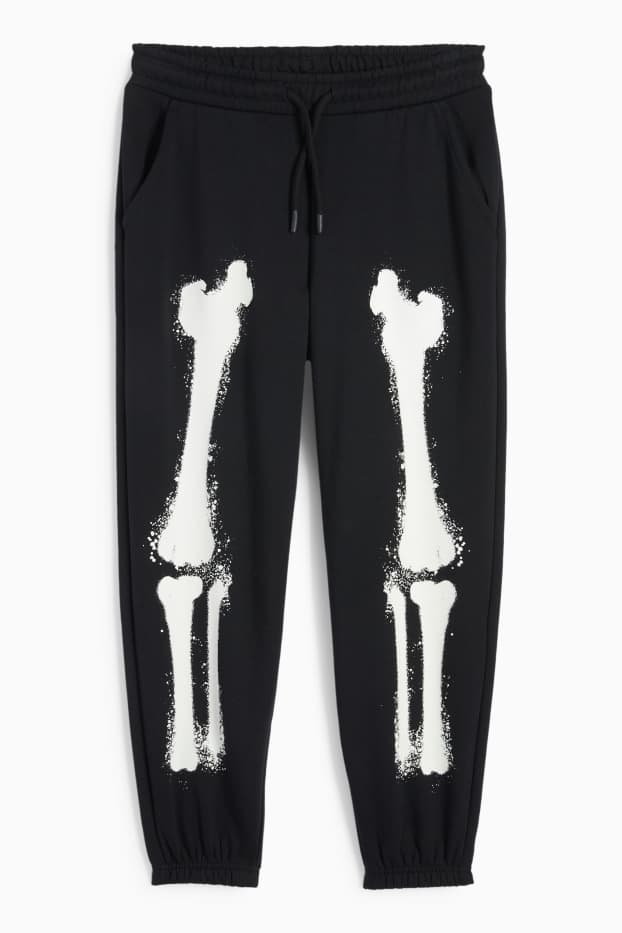 Enfants garçons - Squelette - pantalon de jogging - phosphorescent - noir