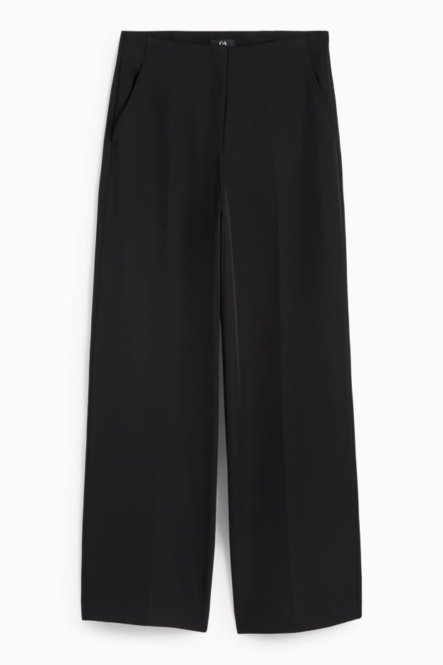 Women - Business trousers - mid-rise waist - regular fit - black