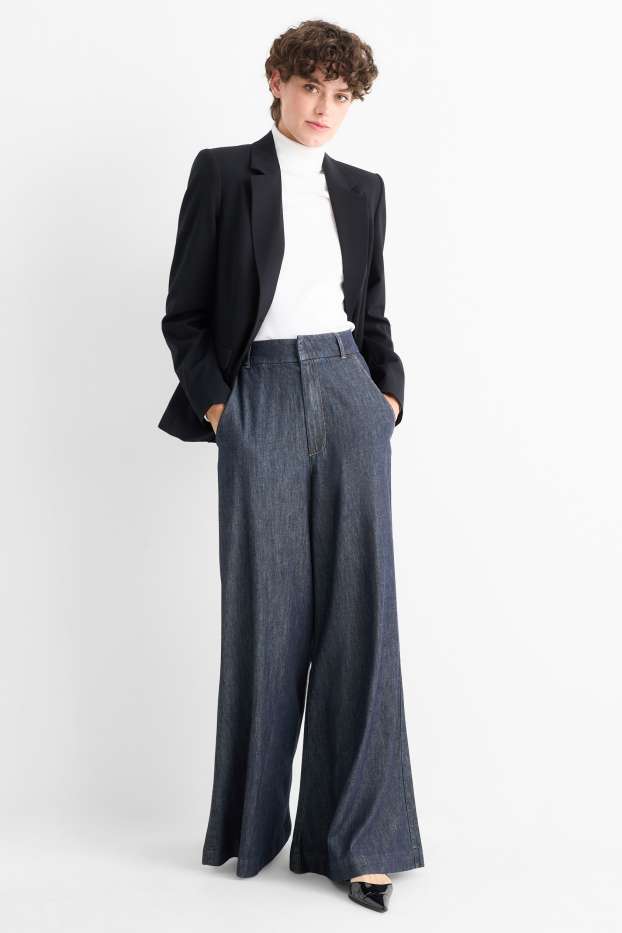 Dames - Palazzo jeans - high waist - jeansdonkerblauw