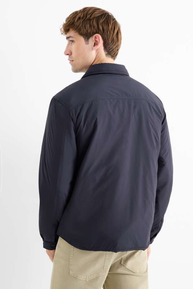 Uomo - Giacca camicia - imbottita - relaxed fit - collo all'italiana - blu scuro