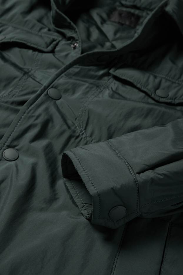 Uomo - Giacca camicia - imbottita - relaxed fit - collo all'italiana - verde scuro