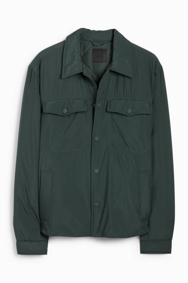 Uomo - Giacca camicia - imbottita - relaxed fit - collo all'italiana - verde scuro