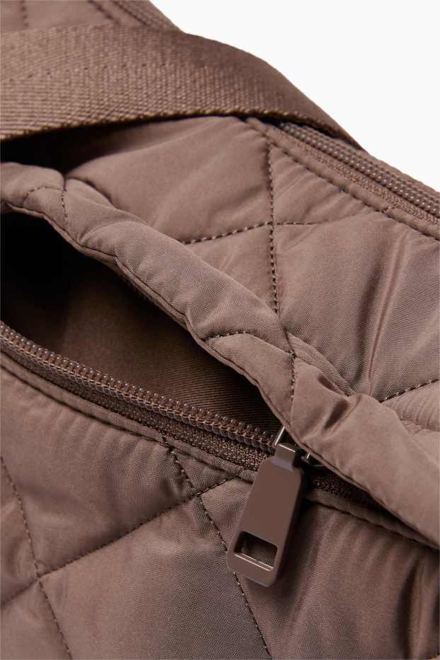 Dames - Schoudertas met stiksels - bruin