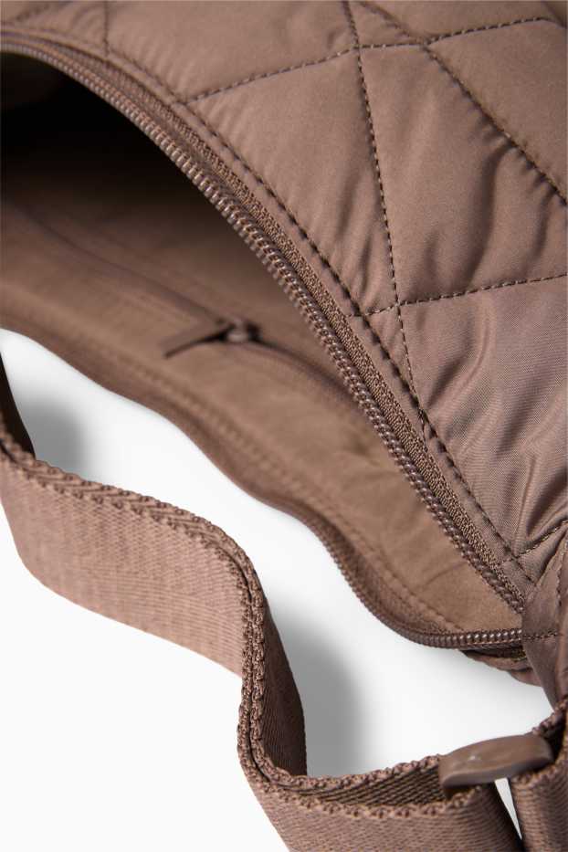 Dames - Schoudertas met stiksels - bruin