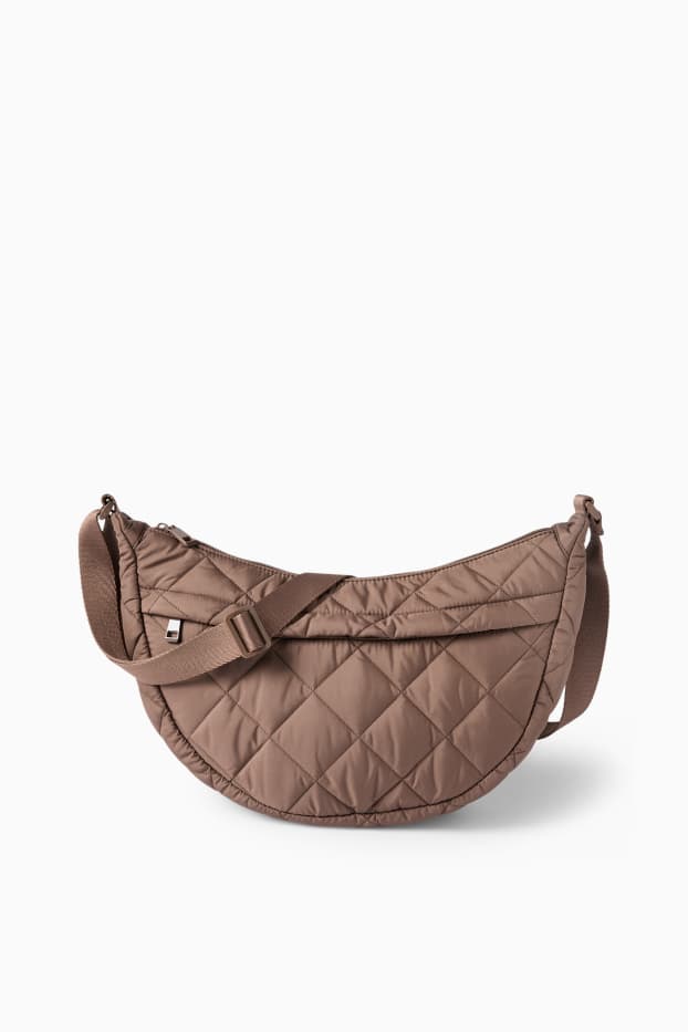 Dames - Schoudertas met stiksels - bruin