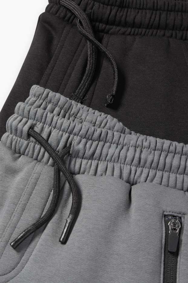 Kinderen: jongens - Set van 2 - joggingbroek - grijs / zwart