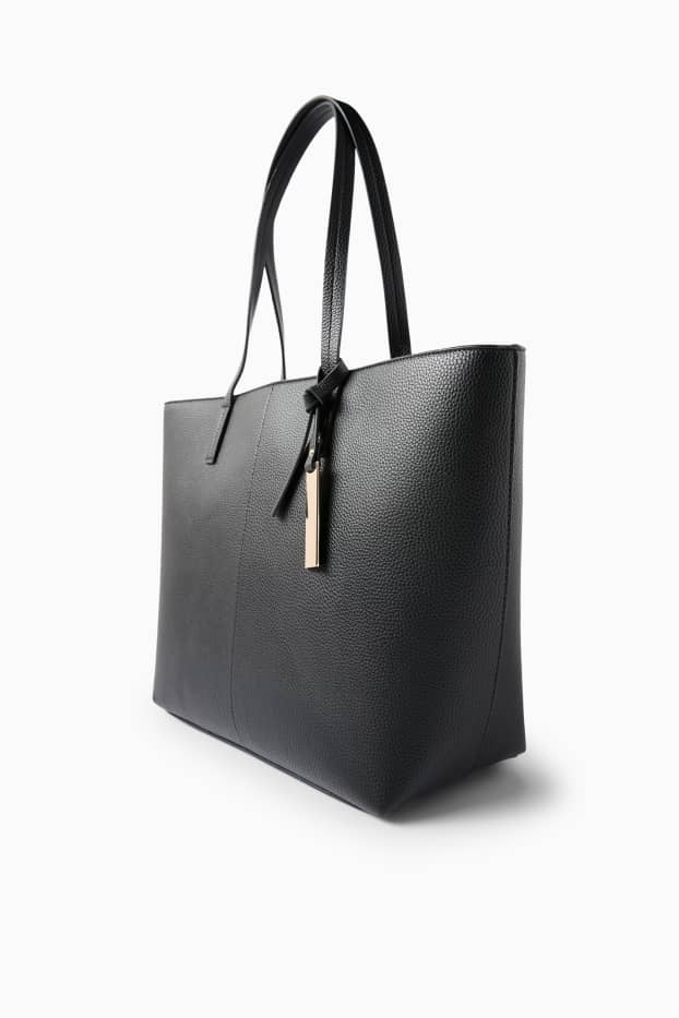 Women - Large shopper - faux leather - black