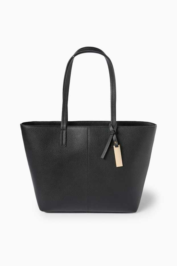 Women - Large shopper - faux leather - black