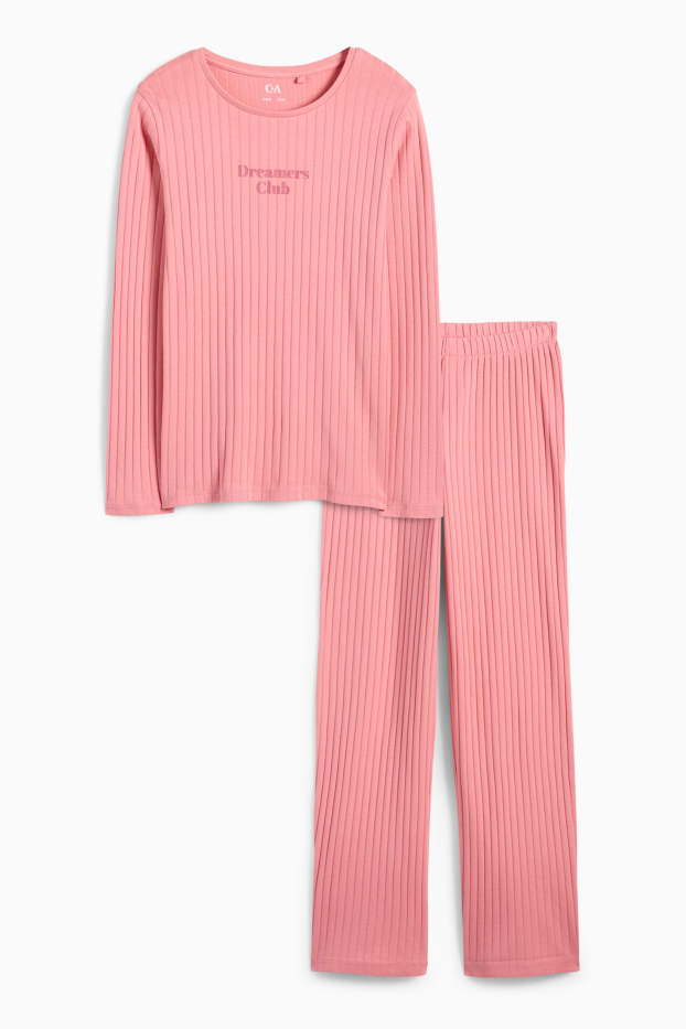 Kinder Mädchen - Pyjama - gerippt - 2 teilig - pink