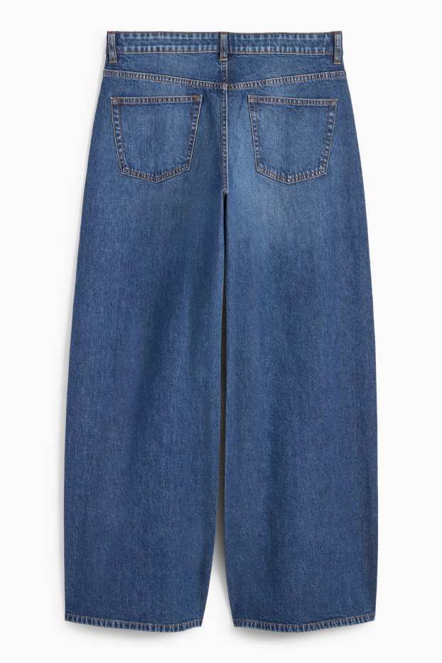 Damen - Wide Leg Jeans - Low Waist - dunkeljeansblau
