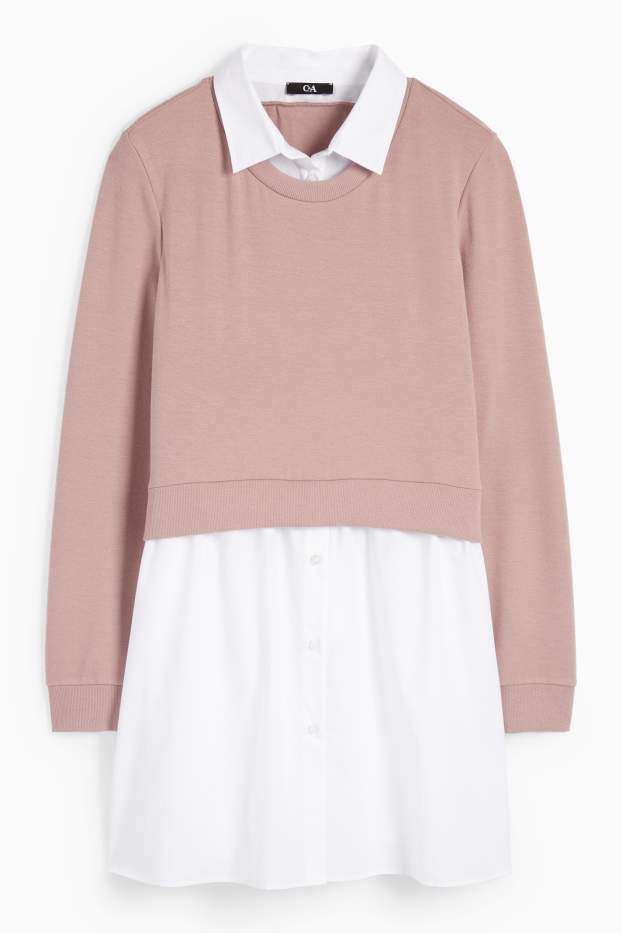 Damen - Umstands-Sweatshirt - 2-in-1-Look - rosa