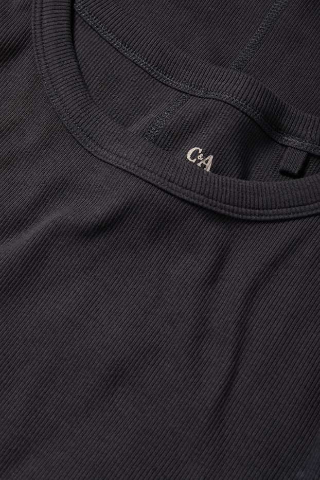 Donna - Maglia a maniche lunghe - a coste - antracite