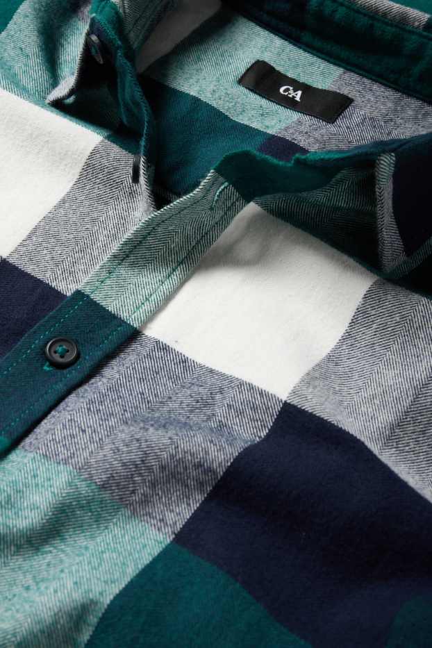 Uomo - Camicia - regular fit - collo all'italiana - a quadretti - verde