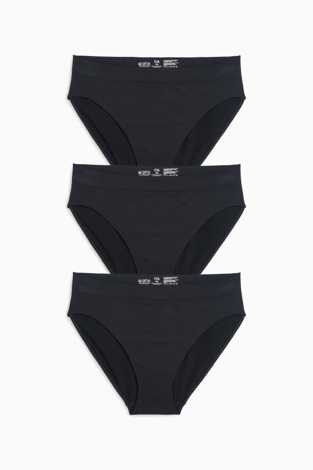 Damen - Multipack 3er - Slip - seamless - schwarz