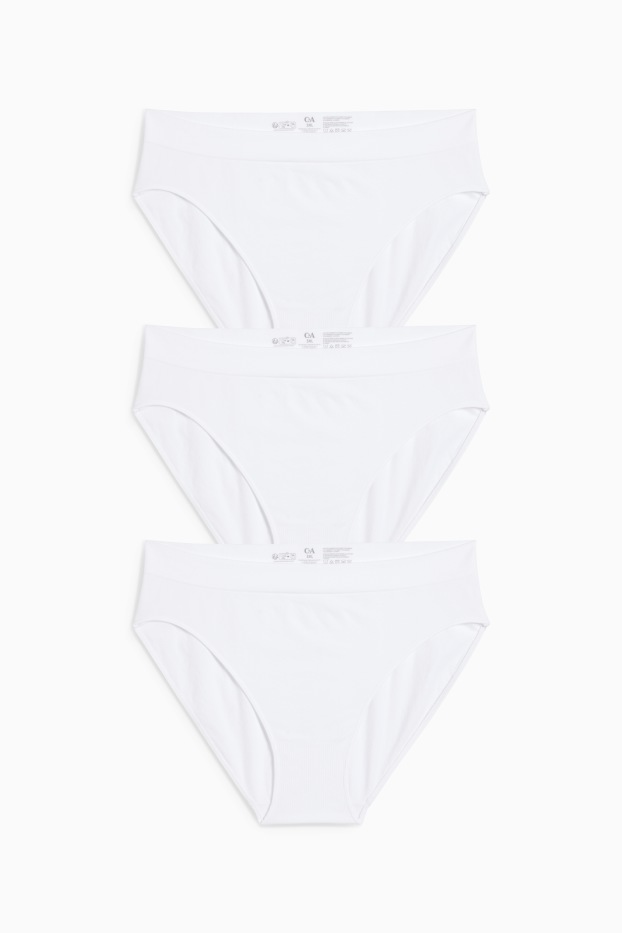 Damen - Multipack 3er - Slip - seamless - weiß