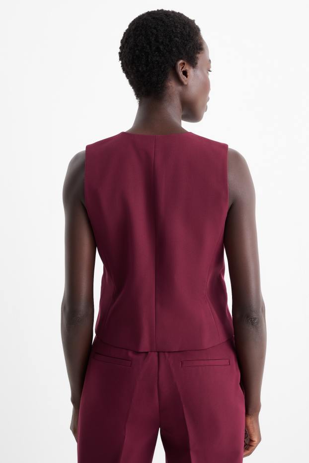 Damen - Business-Weste - Regular Fit - bordeaux