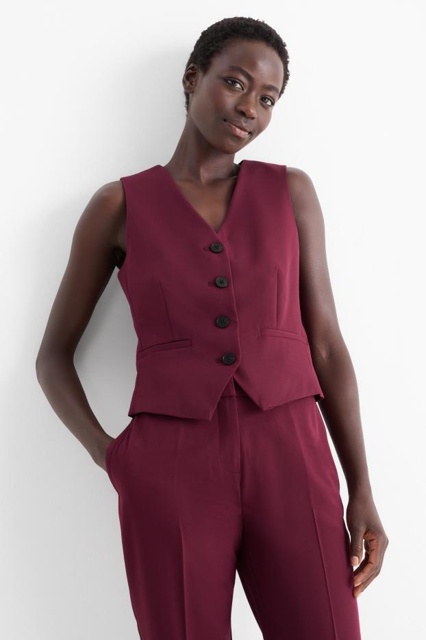 Damen - Business-Weste - Regular Fit - bordeaux