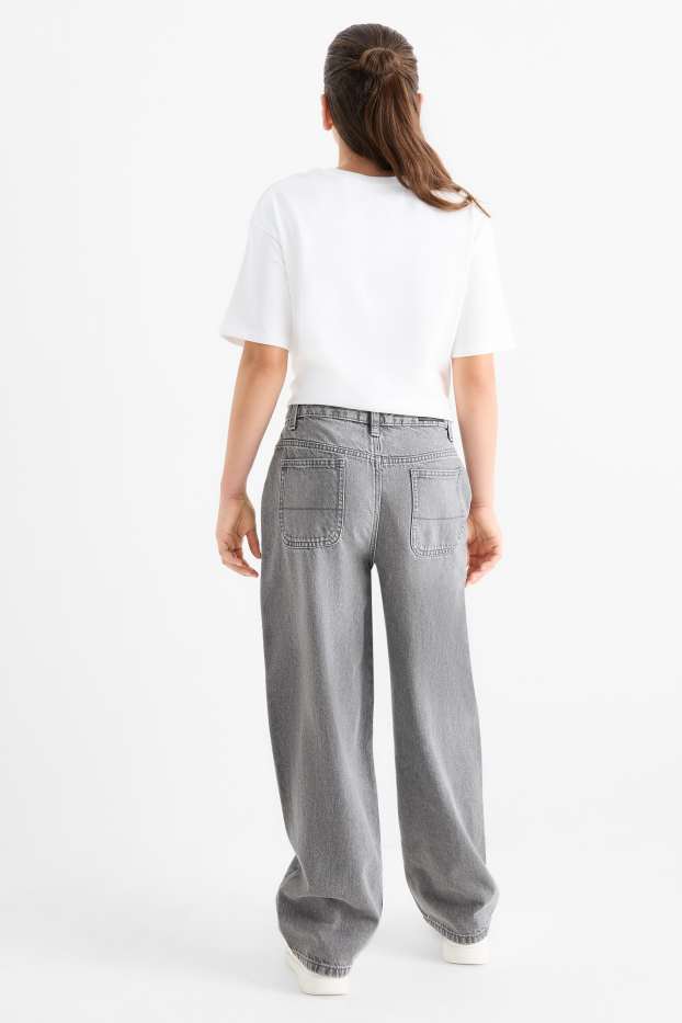 Kinder Mädchen - Balloon Jeans - helljeansgrau