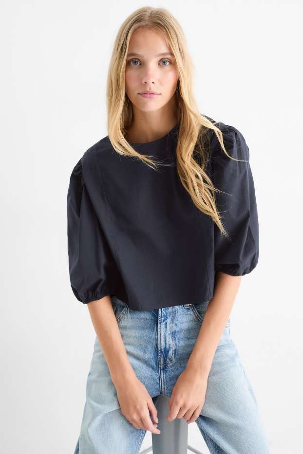 Dona - Brusa crop - blau fosc