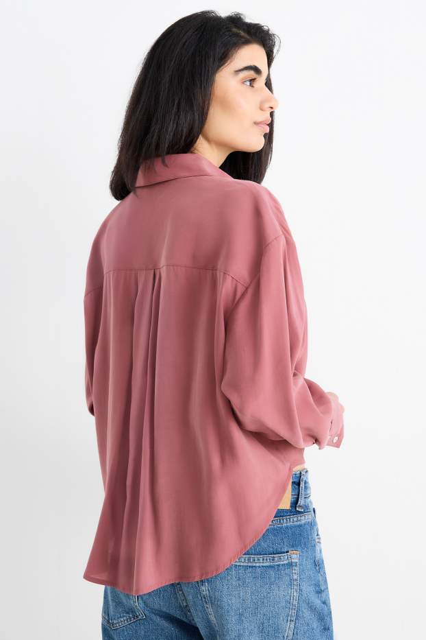 Donna - Blusa con nodo - bordeaux
