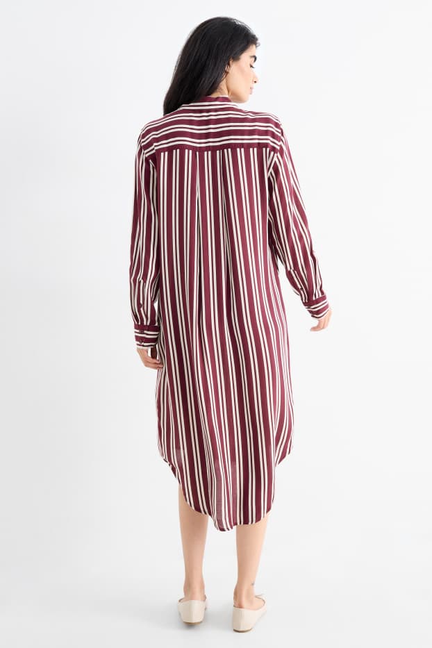 Women - Shirt dress - striped - bordeaux