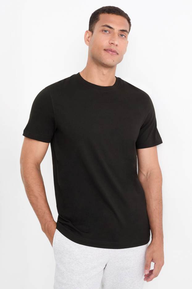 Herren - Multipack 5er - T-Shirt - Regular Fit - schwarz