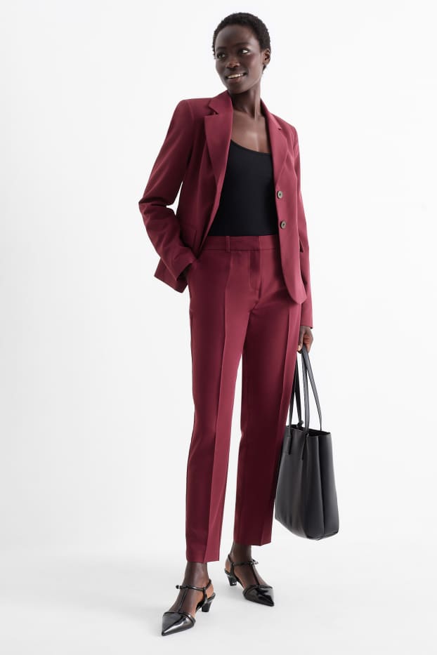Dona - Pantalons formals - mid waist - slim fit - bordeus