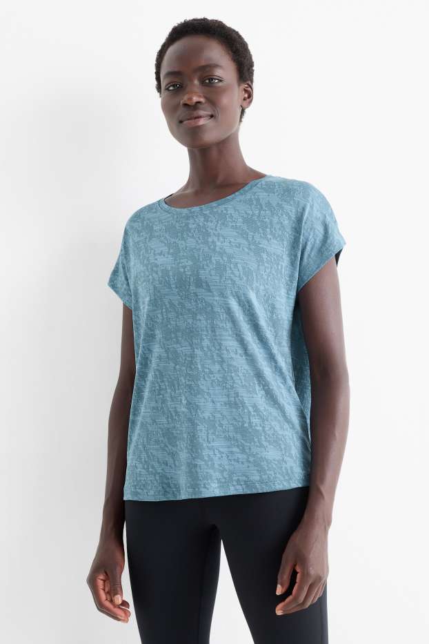 Dames - Sportshirt - met structuur - donkerturquoise