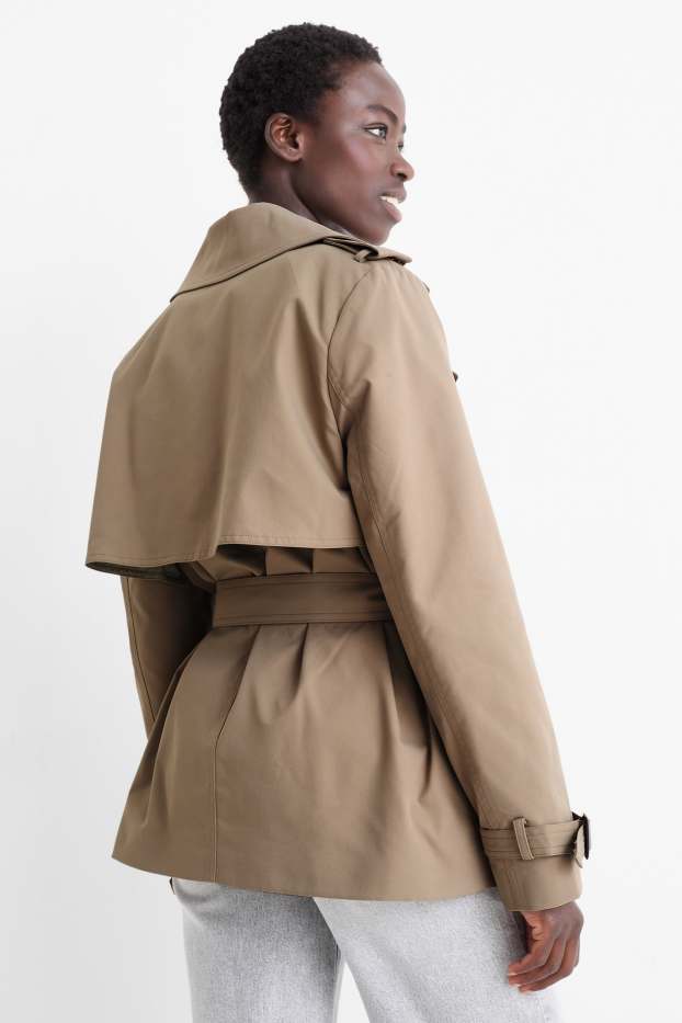 Women - Short trench coat - beige