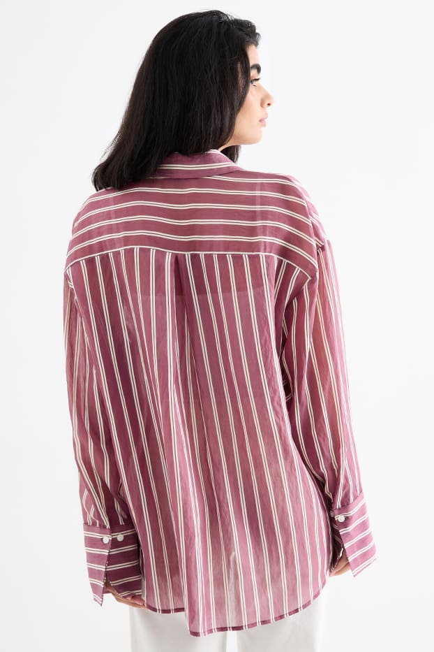 Mujer - Blusa - de rayas - burdeos
