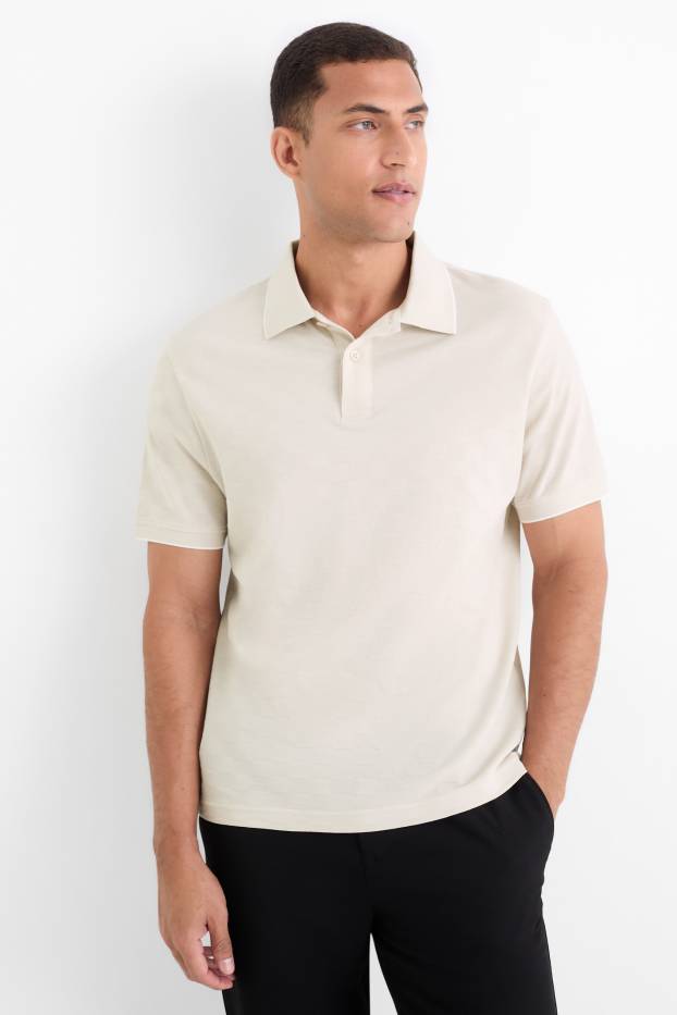 Herren - Poloshirt - Regular Fit - kariert - hellbeige