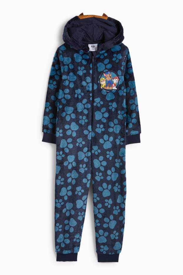 Kinderen: jongens - PAW Patrol - Chase, Marshall, Rubble - onesie met capuchon - donkerblauw