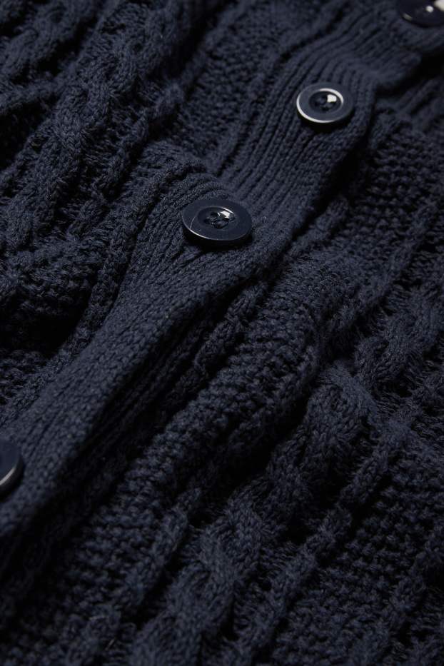 Donna - Cardigan corto - motivo a treccia - blu scuro