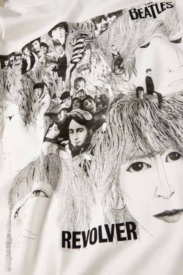 Pánské - Tričko - relaxed fit - The Beatles - bílá